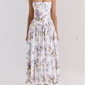 House of CB White and Purple Floral Midi Dress